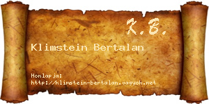 Klimstein Bertalan névjegykártya
