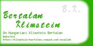 bertalan klimstein business card